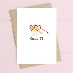 Caru Ti (I love you) Chick wearing heart glasses