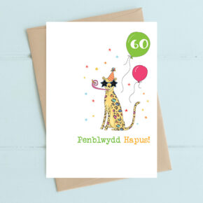 Penblwydd Hapus (Happy Birthday age 60) Party leopard