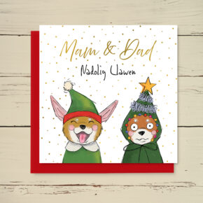 Mam & Dad Nadolig Llawen (Mum & Dad Merry Christmas) Festive dogs